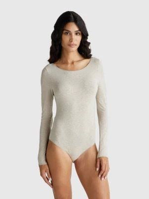 Benetton, Long Sleeve Super Stretch Bodysuit, Beige, Women United Colors Of Benetton