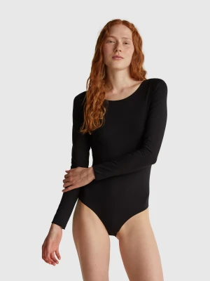 Benetton, Long Sleeve Super Stretch Bodysuit, Size: XS, Black, Women United Colors of Benetton
