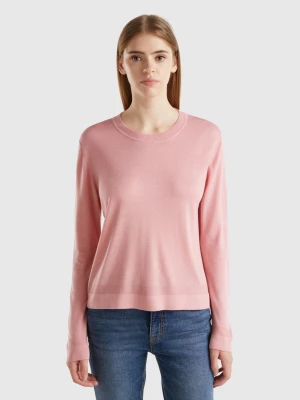 Benetton, Long Sleeve Sweater In Silk Blend, size XS, Pink, Women United Colors of Benetton