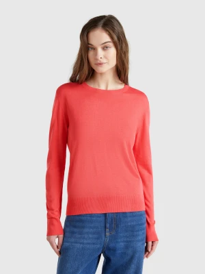 Benetton, Long Sleeve Sweater In Silk Blend, size XS, Pink, Women United Colors of Benetton
