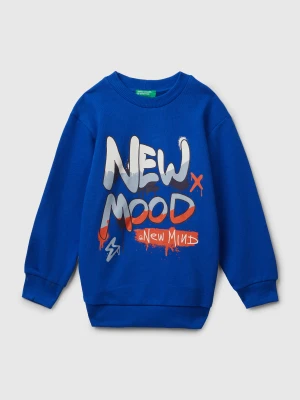 Benetton, Long Sleeve Sweatshirt With Print, Size: 104, Bright Blue, Kids United Colors of Benetton