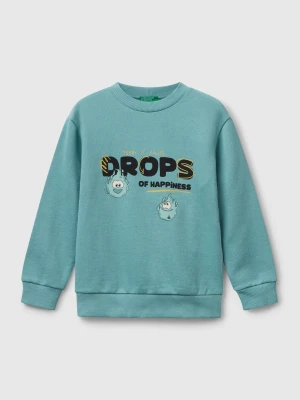 Benetton, Long Sleeve Sweatshirt With Print, Size: 90, Sky Blue, Kids United Colors of Benetton