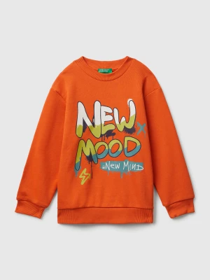 Benetton, Long Sleeve Sweatshirt With Print, Size: 98, Orange, Kids United Colors of Benetton