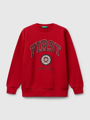 Benetton, Long Sleeve Sweatshirt With Print, Size: 98, Red, Kids United Colors of Benetton