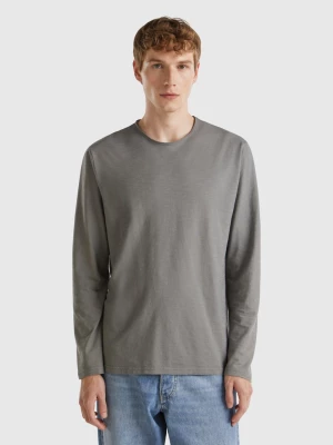 Benetton, Long Sleeve T-shirt In 100% Cotton, size L, Dark Gray, Men United Colors of Benetton