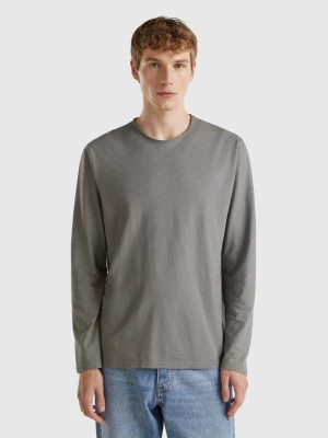 Benetton, Long Sleeve T-shirt In 100% Cotton, size L, Dark Gray, Men United Colors of Benetton