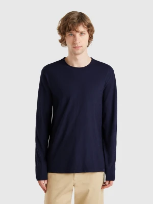 Benetton, Long Sleeve T-shirt In 100% Cotton, size XL, Dark Blue, Men United Colors of Benetton