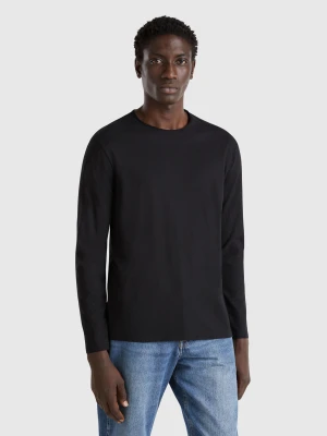 Benetton, Long Sleeve T-shirt In 100% Cotton, size XS, Black, Men United Colors of Benetton