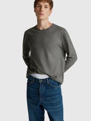 Benetton, Long Sleeve T-shirt In 100% Cotton, size XS, Dark Gray, Men United Colors of Benetton
