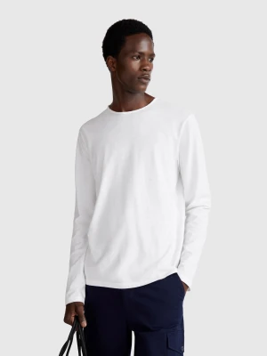 Benetton, Long Sleeve T-shirt In 100% Cotton, size XS, White, Men United Colors of Benetton