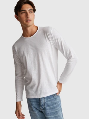 Benetton, Long Sleeve T-shirt In 100% Cotton, Size: XS, White, Men United Colors of Benetton