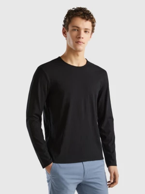 Benetton, Long Sleeve T-shirt In 100% Cotton, size XXL, Black, Men United Colors of Benetton