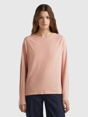 Benetton, Long Sleeve T-shirt In Light Cotton, size L, Soft Pink, Women United Colors of Benetton