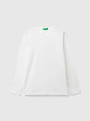 Benetton, Long Sleeve T-shirt In Organic Cotton, size 2XL, Creamy White, Kids United Colors of Benetton