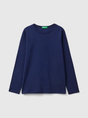 Benetton, Long Sleeve T-shirt In Organic Cotton, size 2XL, Dark Blue, Kids United Colors of Benetton