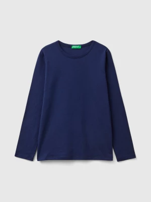 Benetton, Long Sleeve T-shirt In Organic Cotton, size 2XL, Dark Blue, Kids United Colors of Benetton