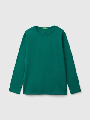 Benetton, Long Sleeve T-shirt In Organic Cotton, size 2XL, Dark Green, Kids United Colors of Benetton