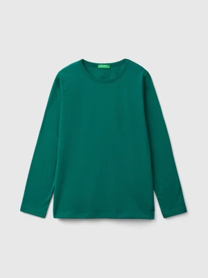 Benetton, Long Sleeve T-shirt In Organic Cotton, size 2XL, Dark Green, Kids United Colors of Benetton