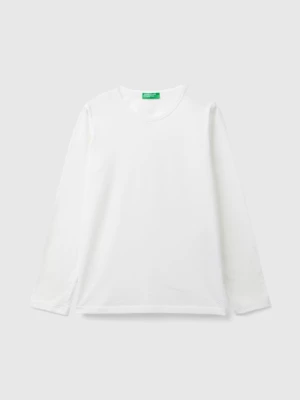 Benetton, Long Sleeve T-shirt In Organic Cotton, size 3XL, Creamy White, Kids United Colors of Benetton