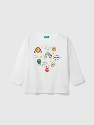 Benetton, Long Sleeve T-shirt In Organic Cotton, size 82, White, Kids United Colors of Benetton