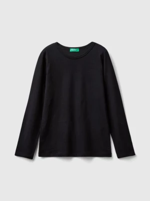 Benetton, Long Sleeve T-shirt In Organic Cotton, size L, Black, Kids United Colors of Benetton