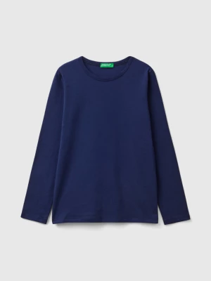 Benetton, Long Sleeve T-shirt In Organic Cotton, size L, Dark Blue, Kids United Colors of Benetton