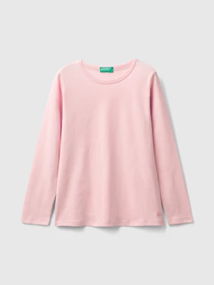 Benetton, Long Sleeve T-shirt In Organic Cotton, size M, Pink, Kids United Colors of Benetton