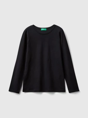 Benetton, Long Sleeve T-shirt In Organic Cotton, size S, Black, Kids United Colors of Benetton
