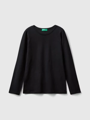 Benetton, Long Sleeve T-shirt In Organic Cotton, size S, Black, Kids United Colors of Benetton