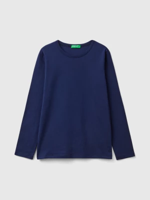 Benetton, Long Sleeve T-shirt In Organic Cotton, size XL, Dark Blue, Kids United Colors of Benetton