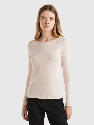 Benetton, Long Sleeve T-shirt In Pure Cotton, size L, Soft Pink, Women United Colors of Benetton