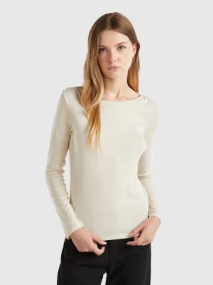 Benetton, Long Sleeve T-shirt In Pure Cotton, size S, Beige, Women United Colors of Benetton