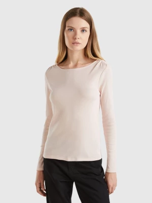 Benetton, Long Sleeve T-shirt In Pure Cotton, size S, Soft Pink, Women United Colors of Benetton