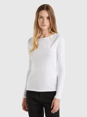 Benetton, Long Sleeve T-shirt In Pure Cotton, size XS, White, Women United Colors of Benetton