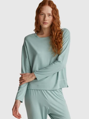 Benetton, Long Sleeve T-shirt In Stretch Modal, Size: XS, Aqua, Women United Colors of Benetton