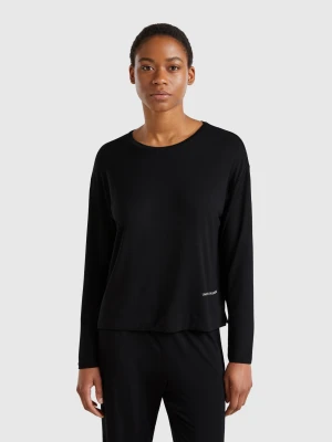 Benetton, Long Sleeve T-shirt In Stretch Modal®, size XXS, Black, Women United Colors of Benetton