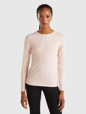 Benetton, Long Sleeve T-shirt In Super Stretch Organic Cotton, size L, Pastel Pink, Women United Colors of Benetton