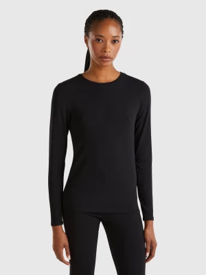 Benetton, Long Sleeve T-shirt In Super Stretch Organic Cotton, size M, Black, Women United Colors of Benetton