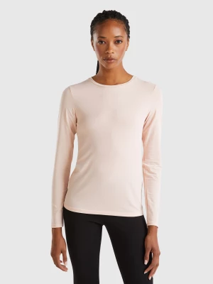 Benetton, Long Sleeve T-shirt In Super Stretch Organic Cotton, size M, Pastel Pink, Women United Colors of Benetton