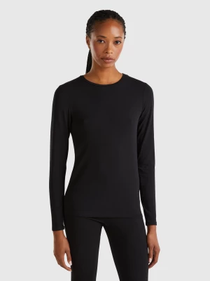 Benetton, Long Sleeve T-shirt In Super Stretch Organic Cotton, size XS, Black, Women United Colors of Benetton