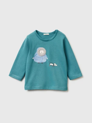 Benetton, Long Sleeve T-shirt In Warm Cotton, Size: 82, Teal, Kids United Colors of Benetton