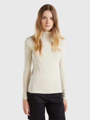 Benetton, Long Sleeve T-shirt With High Neck, size L, Beige, Women United Colors of Benetton