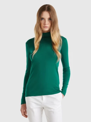 Benetton, Long Sleeve T-shirt With High Neck, size L, Dark Green, Women United Colors of Benetton