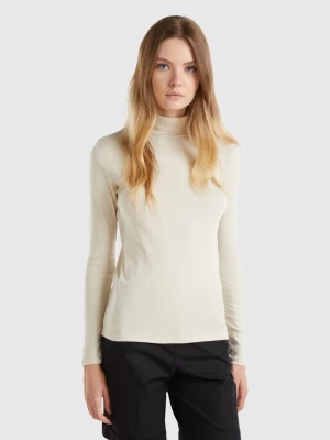 Benetton, Long Sleeve T-shirt With High Neck, size M, Beige, Women United Colors of Benetton