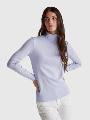 Benetton, Long Sleeve T-shirt With High Neck, Size: M, Lilac, Women United Colors of Benetton