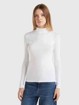 Benetton, Long Sleeve T-shirt With High Neck, size M, White, Women United Colors of Benetton