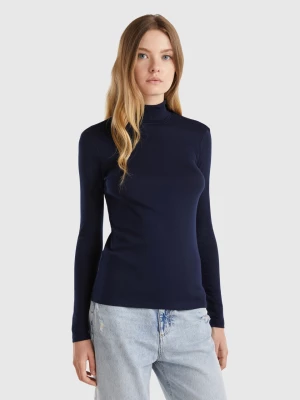 Benetton, Long Sleeve T-shirt With High Neck, size XS, Dark Blue, Women United Colors of Benetton