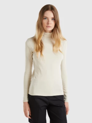 Benetton, Long Sleeve T-shirt With High Neck, size XXS, Beige, Women United Colors of Benetton