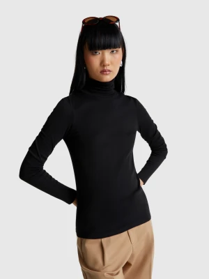 Benetton, Long Sleeve T-shirt With High Neck, size XXS, Black, Women United Colors of Benetton