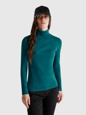 Benetton, Long Sleeve T-shirt With High Neck, size XXS, Dark Green, Women United Colors of Benetton